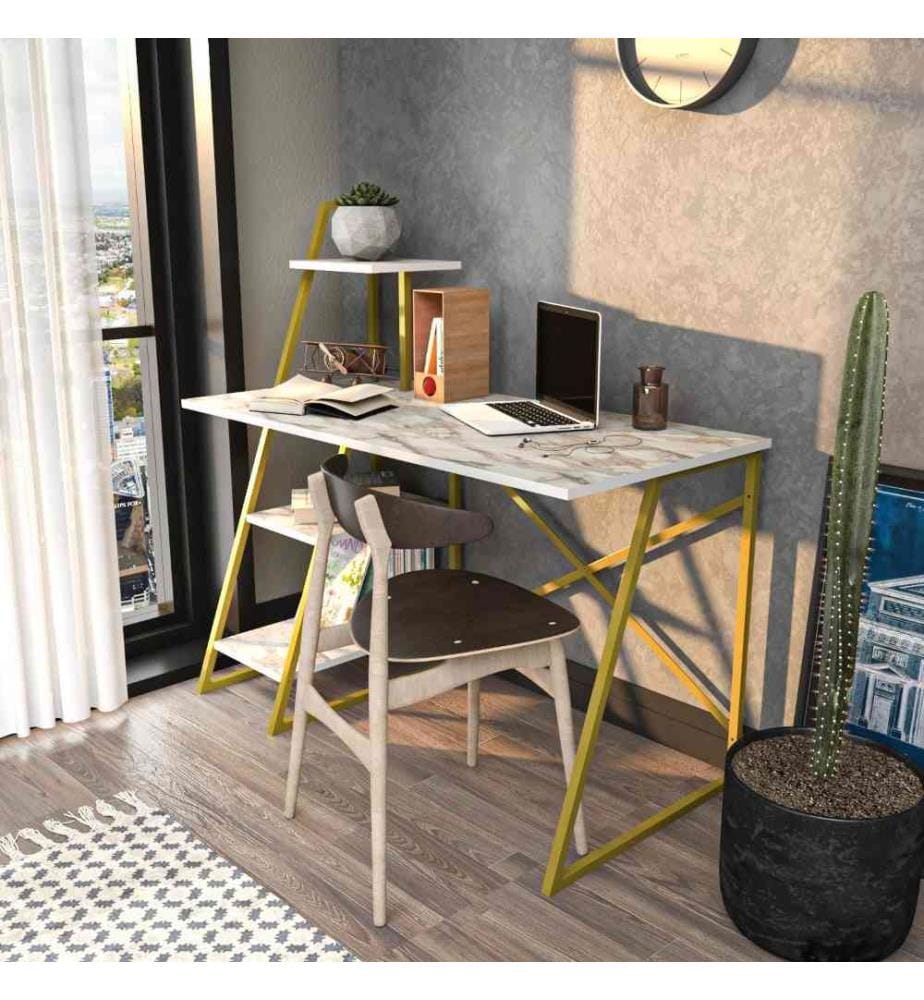 Bureau d'étude, blanc, or, panneau de particules mélaminé