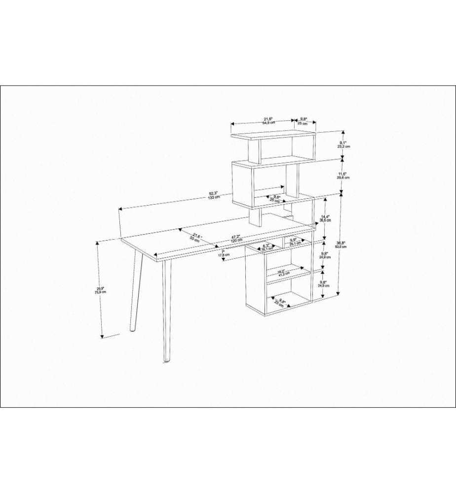 Bureau d'étude, noyer, panneau de particules mélaminé