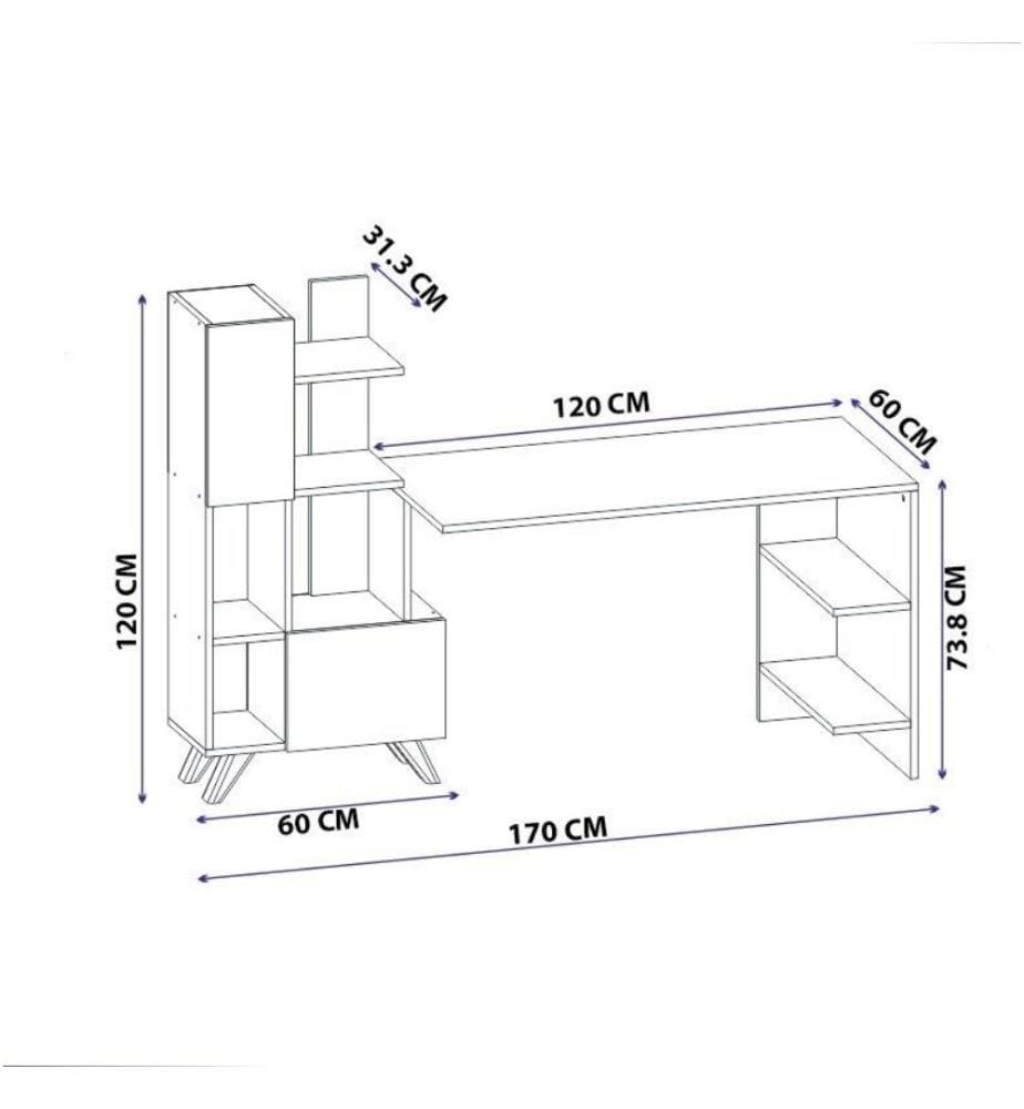 Bureau d'étude, blanc, noyer, panneau de particules mélaminé