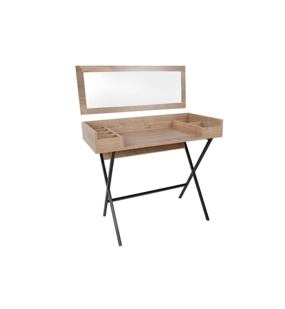 Table de maquillage, noyer, noir, panneau de particules mélaminé