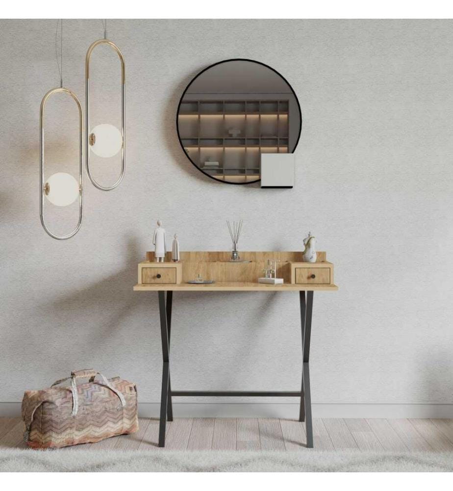 Table de maquillage, chêne, noir, panneau de particules mélaminé