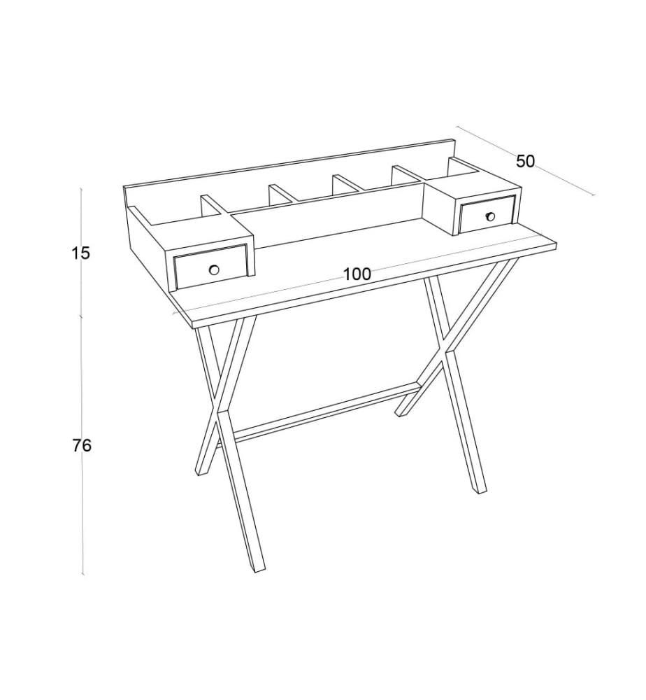Table de maquillage, chêne, noir, panneau de particules mélaminé