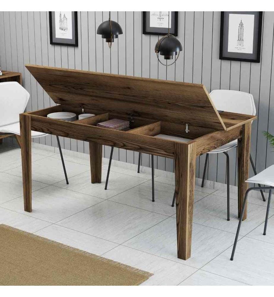 Table de salle à manger, noyer, panneau de particules mélaminé