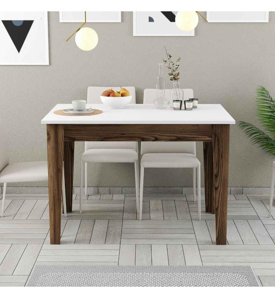 Table de cuisine, noyer, blanc, panneau de particules mélaminé