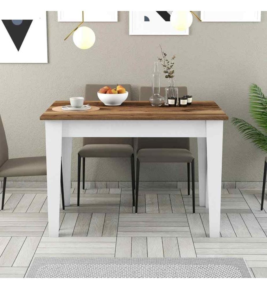 Table de cuisine, noyer, blanc, panneau de particules mélaminé