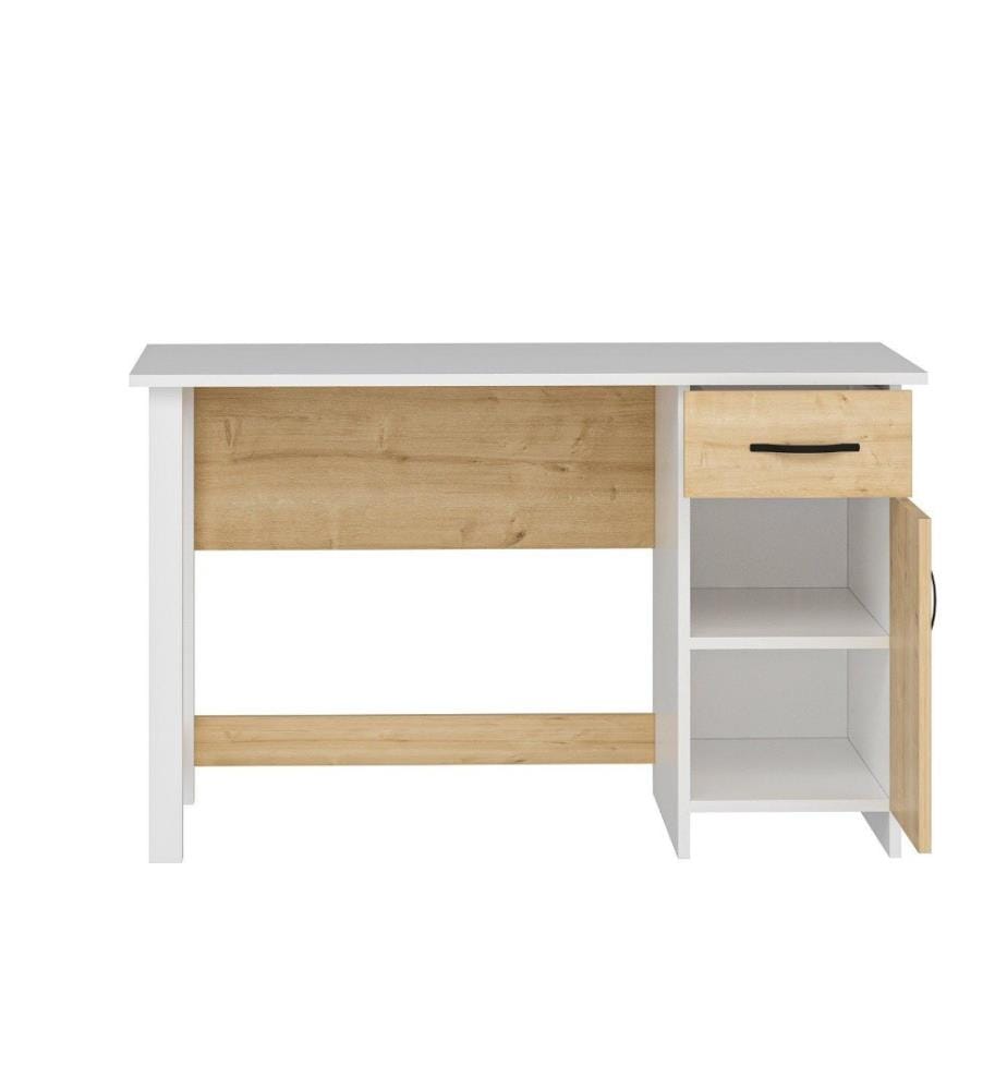 Scrivania da studio, Bianco, Rovere, Truciolato rivestito in melamina