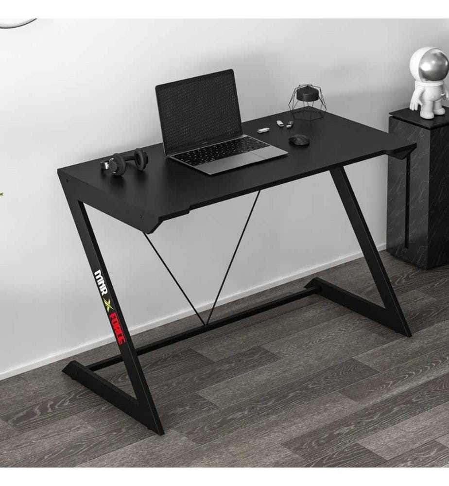 Gaming Desk, noir, panneau de particules mélaminé