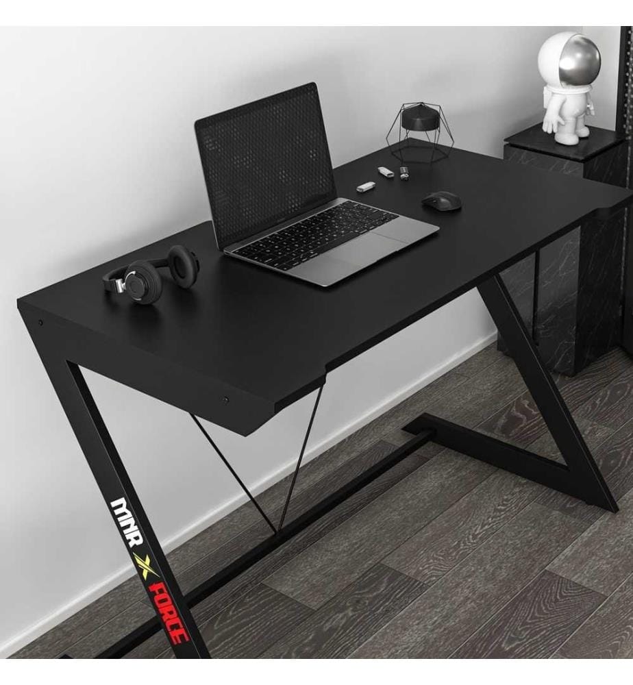 Gaming Desk, noir, panneau de particules mélaminé