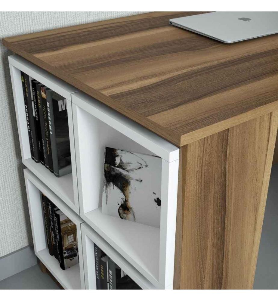 Bureau d'étude, noyer, blanc, panneau de particules mélaminé