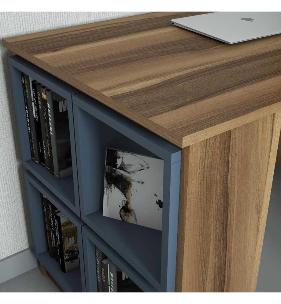 Bureau d'étude, noyer, calcédoine, panneau de particules mélaminé