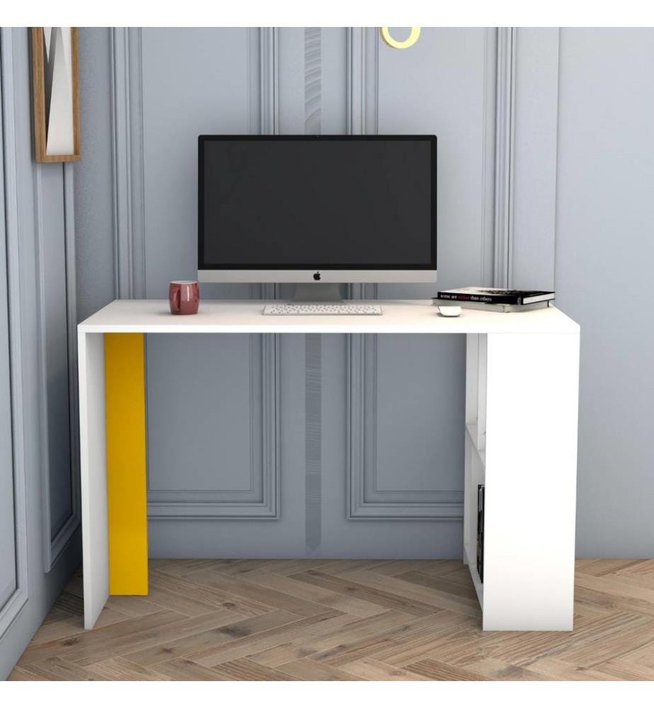 Bureau d'étude, blanc, jaune, panneau de particules mélaminé