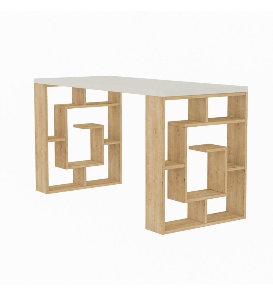 Bureau d'étude, blanc, chêne, panneau de particules mélaminé