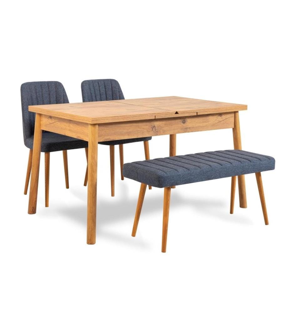 Tisch & Stühle Set, 4 Stück, Atlantic Pine Marineblau, Melaminbeschichtete Spanplatte