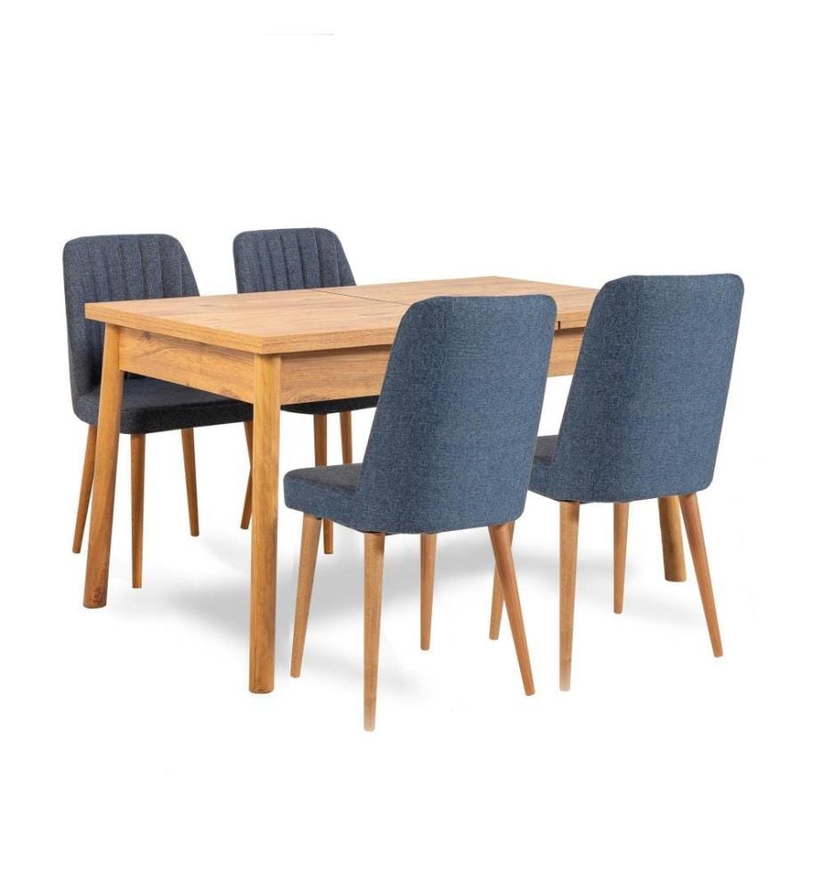 Tisch & Stühle Set, 5 Stück, Atlantic Pine Marineblau, Melaminbeschichtete Spanplatte