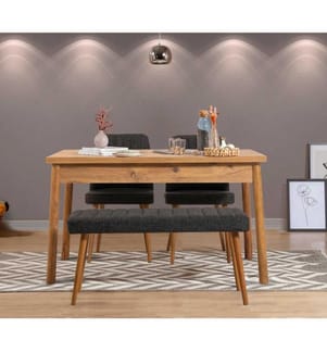 Table & Chairs Set, 4 Pieces, Atlantic Pine Anthracite, Melamine Coated Particle Board