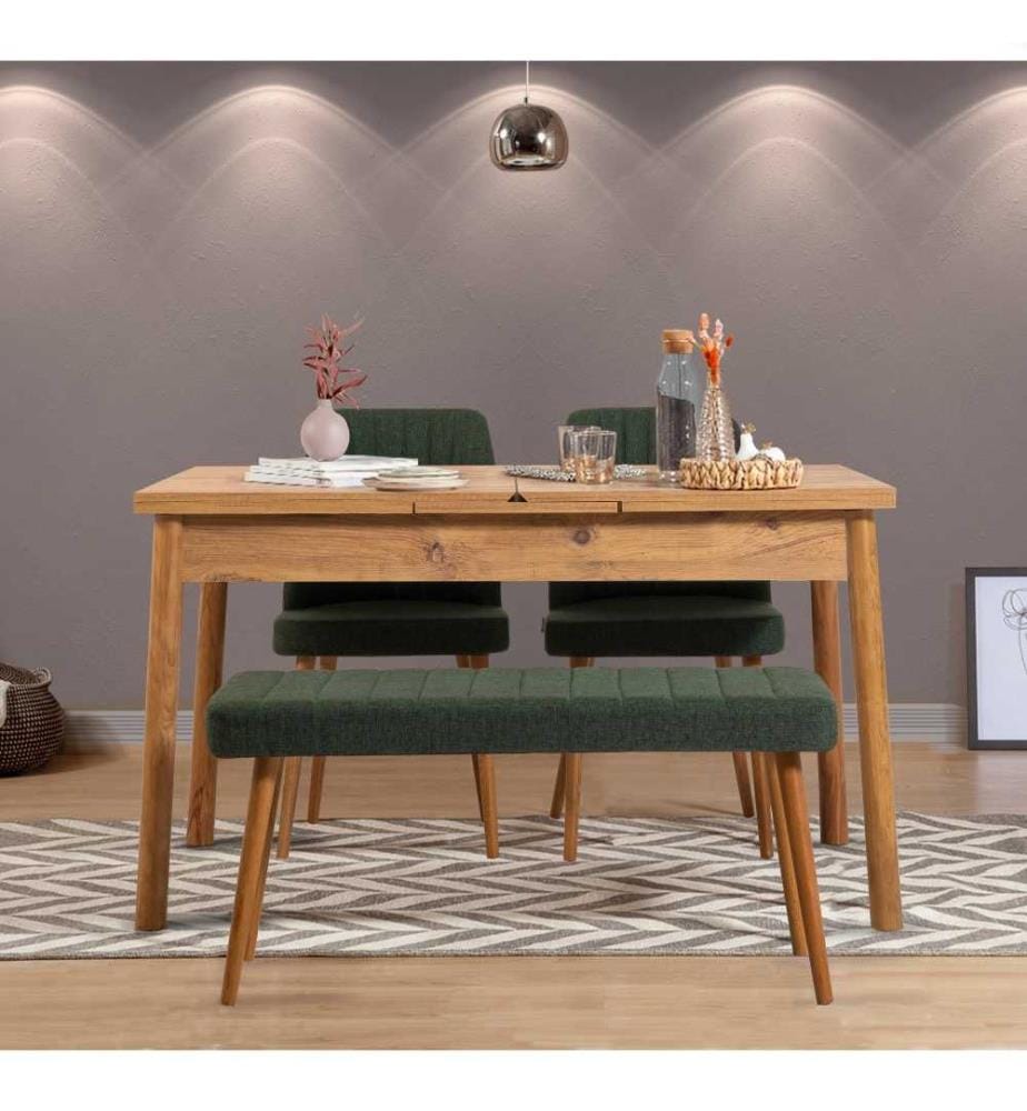 Tisch & Stühle Set, 4 Stück, Atlantic Pine Green, Melaminbeschichtete Spanplatte