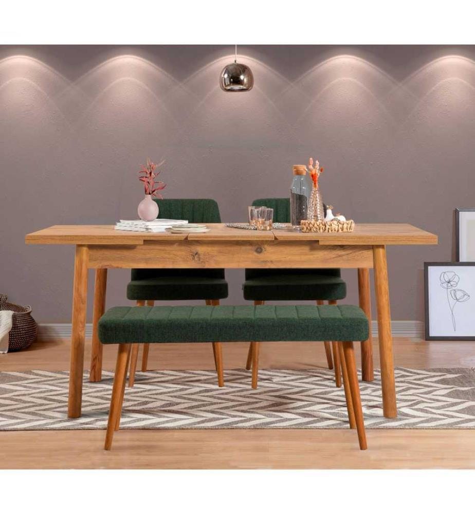 Tisch & Stühle Set, 4 Stück, Atlantic Pine Green, Melaminbeschichtete Spanplatte