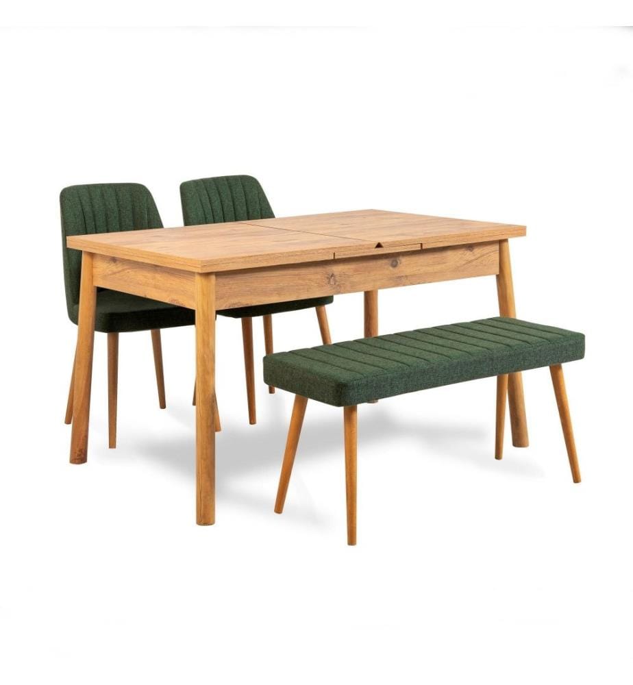 Tisch & Stühle Set, 4 Stück, Atlantic Pine Green, Melaminbeschichtete Spanplatte