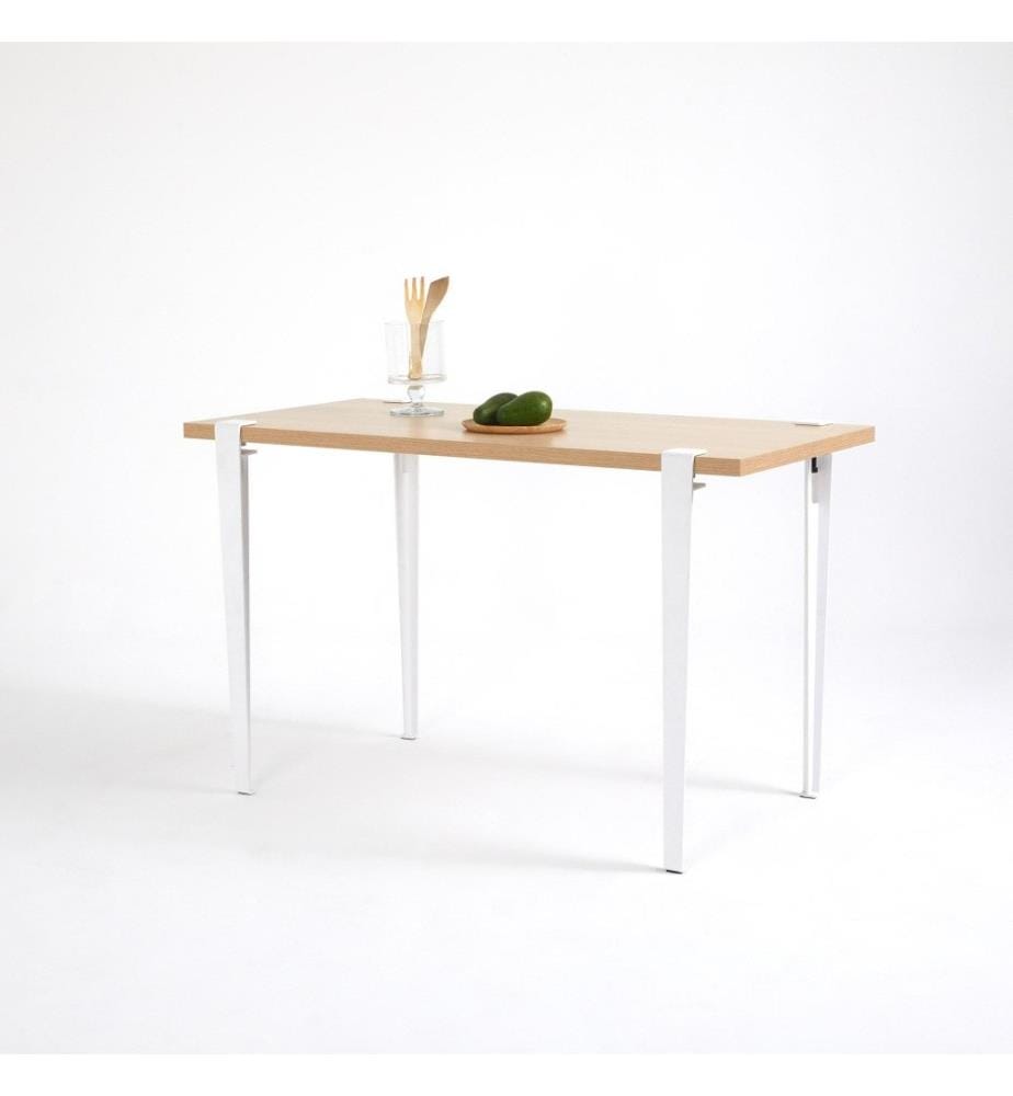 Table de salle à manger, bois, blanc, panneau de particules mélaminé