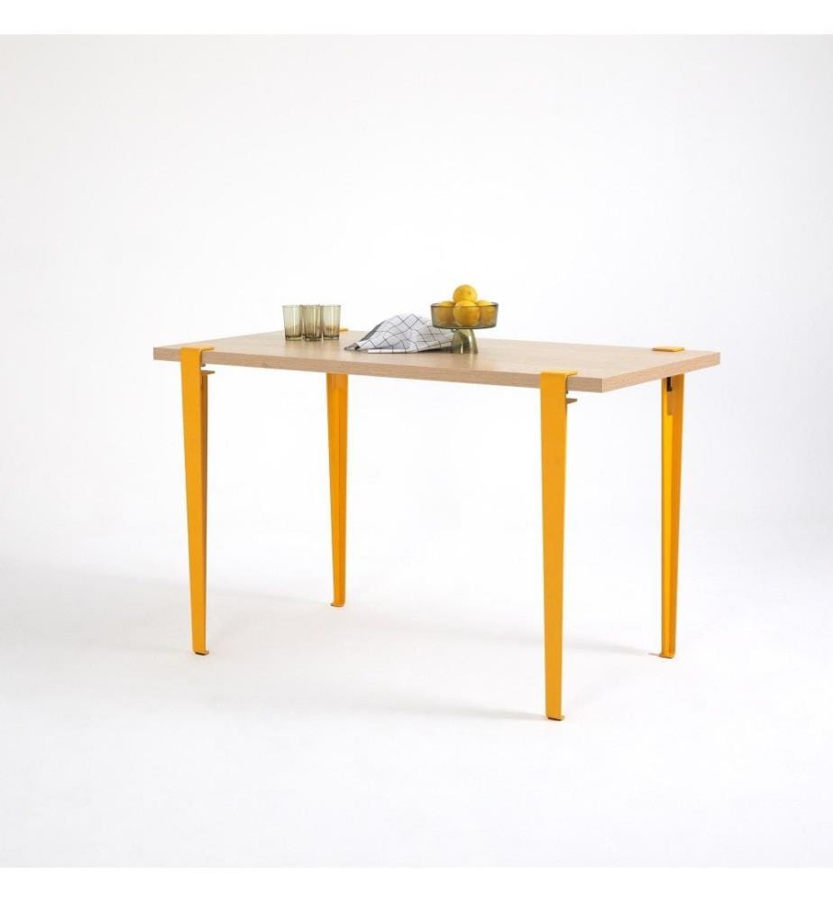 Table de salle à manger, bois, jaune, panneau de particules mélaminé