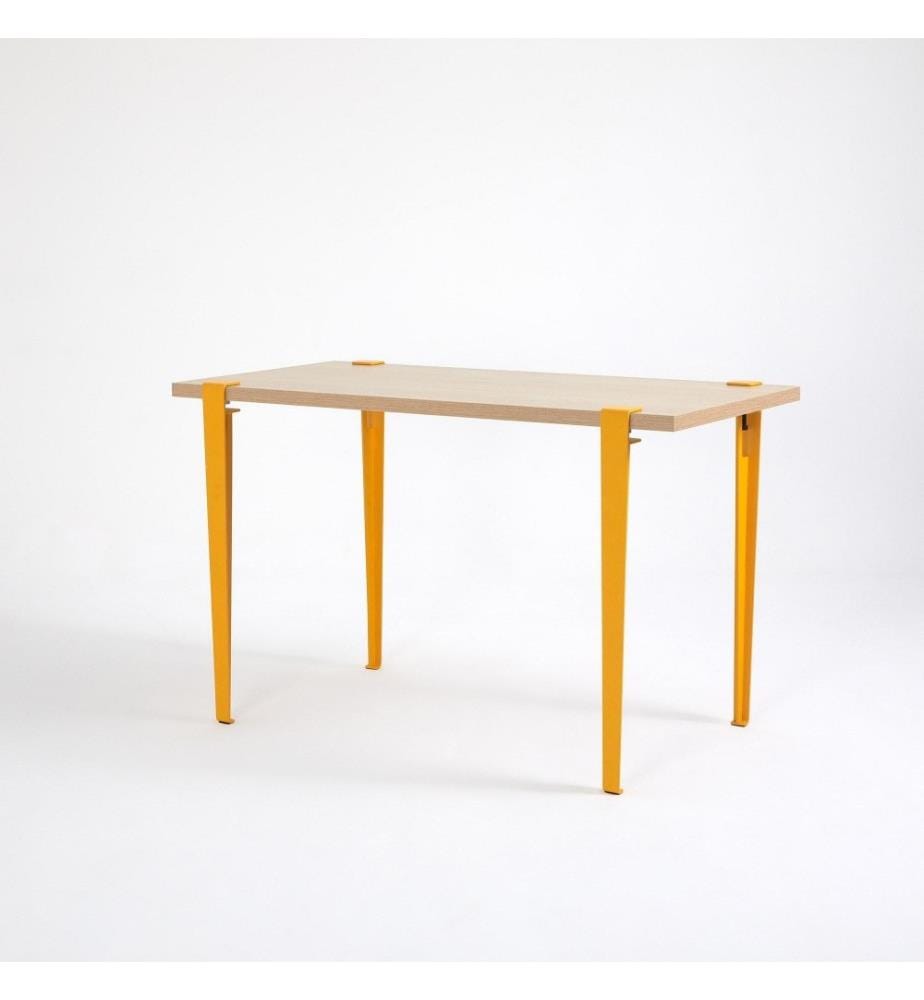 Table de salle à manger, bois, jaune, panneau de particules mélaminé