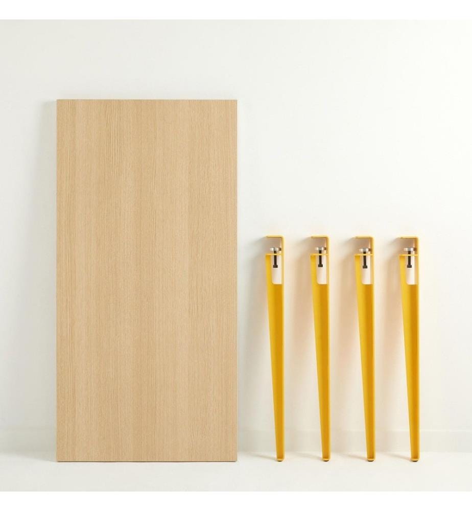 Table de salle à manger, bois, jaune, panneau de particules mélaminé