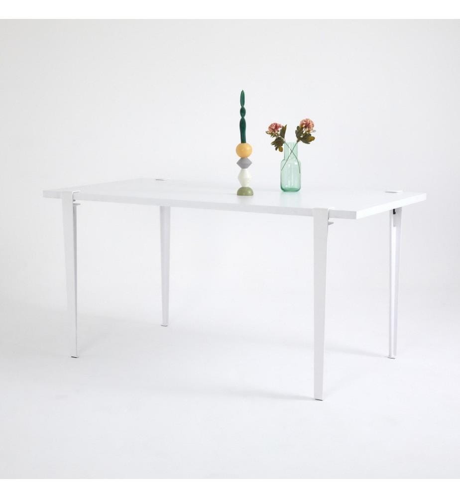 Table de salle à manger, blanc, panneau de particules mélaminé