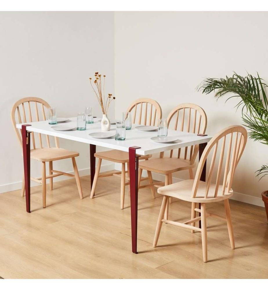 Table de salle à manger, blanc, bourgogne, panneau de particules mélaminé