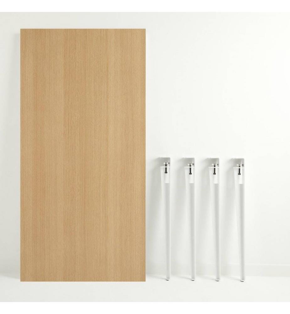 Table de salle à manger, bois, blanc, panneau de particules mélaminé
