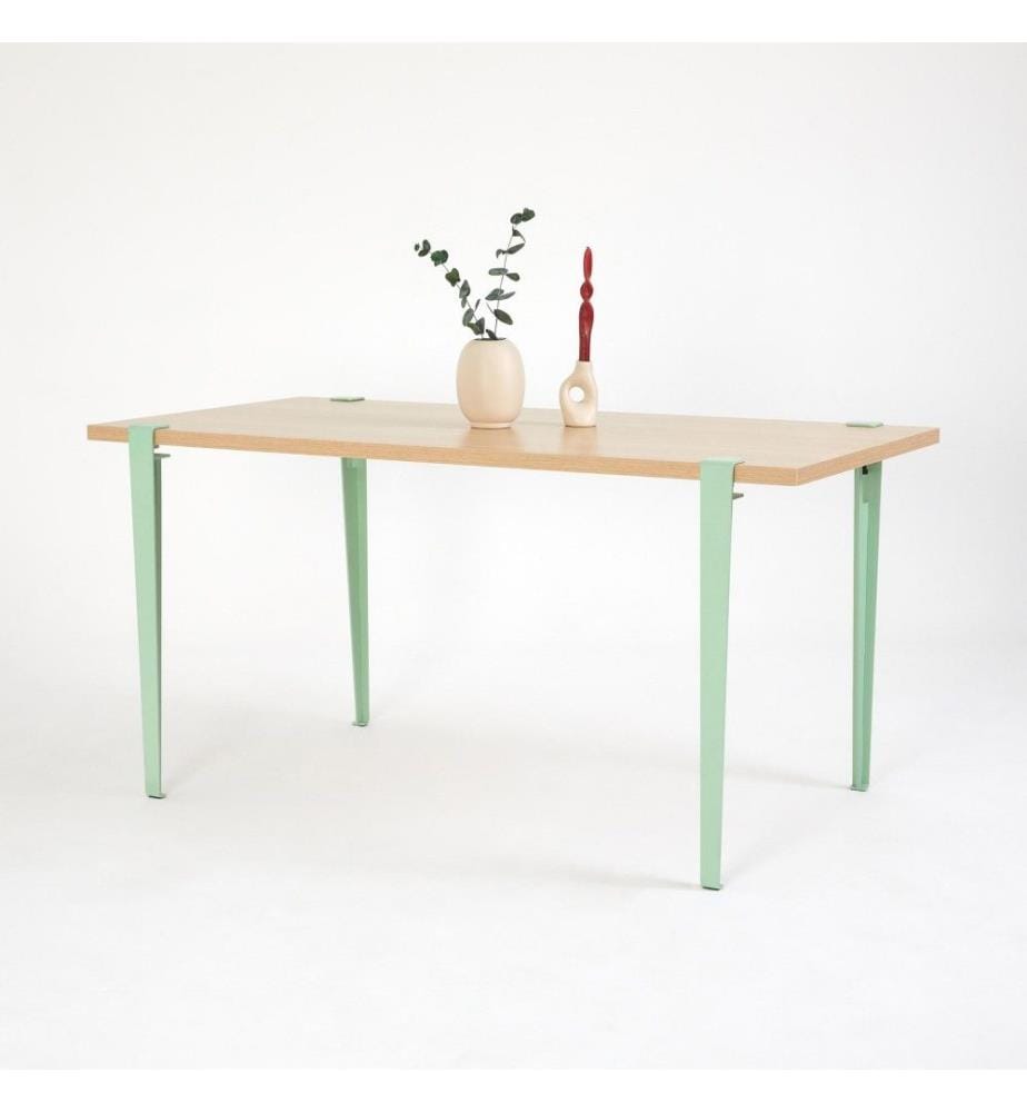 Table de salle à manger, bois, vert menthe, panneau de particules mélaminé