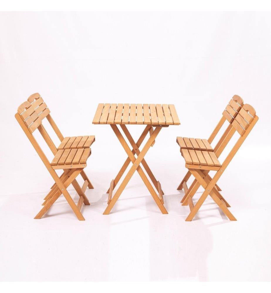 Ensemble table et chaises de jardin, 5 pièces, marron, bois de hêtre, sans vernis