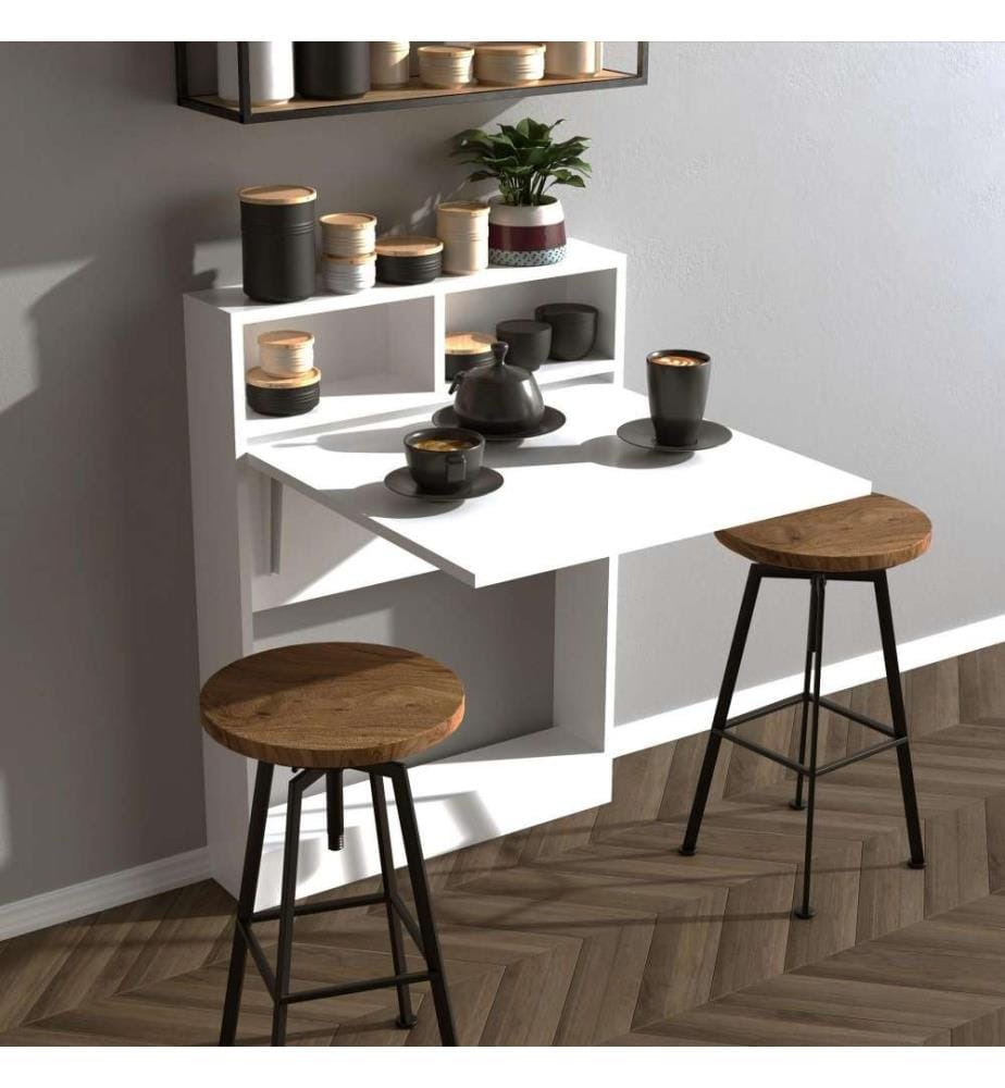 Table pliante, blanc, panneau de particules mélaminé