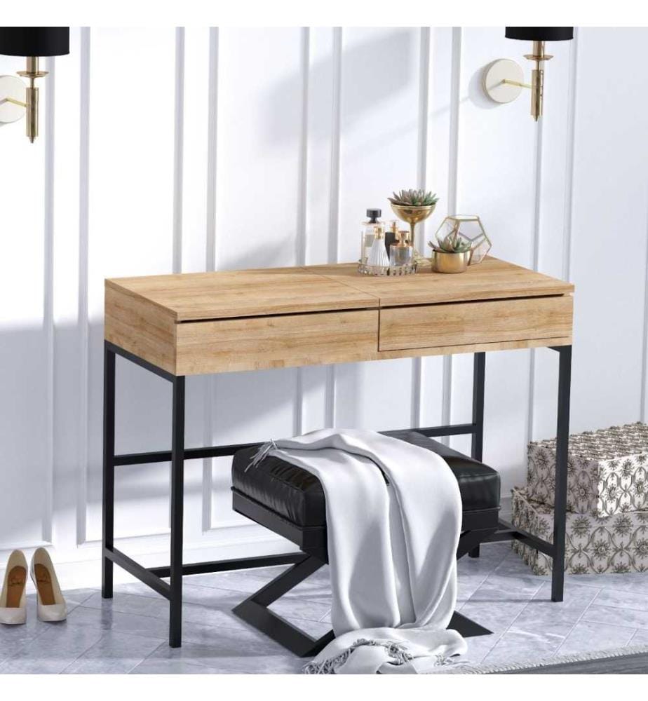 Make-up Table, Oak, Black, Melamine Coated Particle Board
