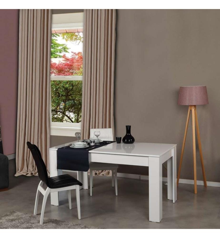 Table de salle à manger, blanc, panneau de particules mélaminé