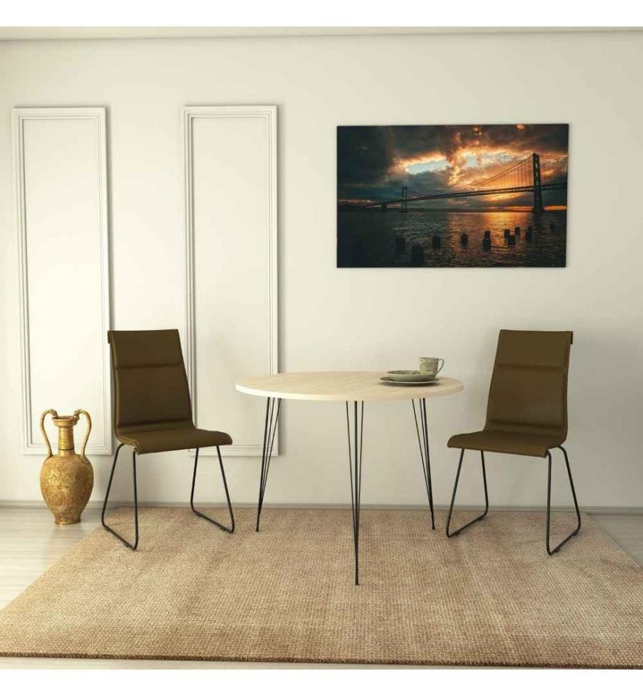 Table, chêne, panneau de particules mélaminé