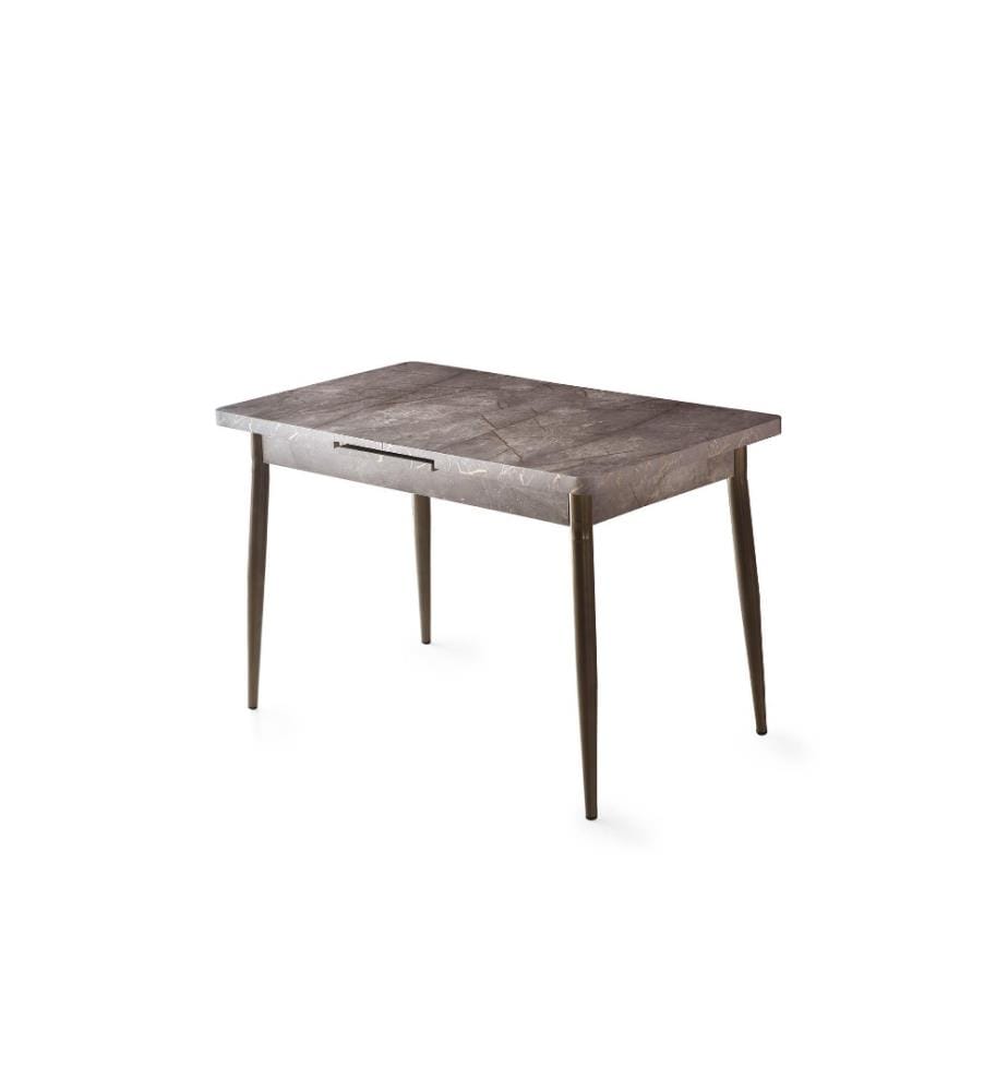 Table de salle à manger, Mink, panneau de particules mélaminé, pieds en métal