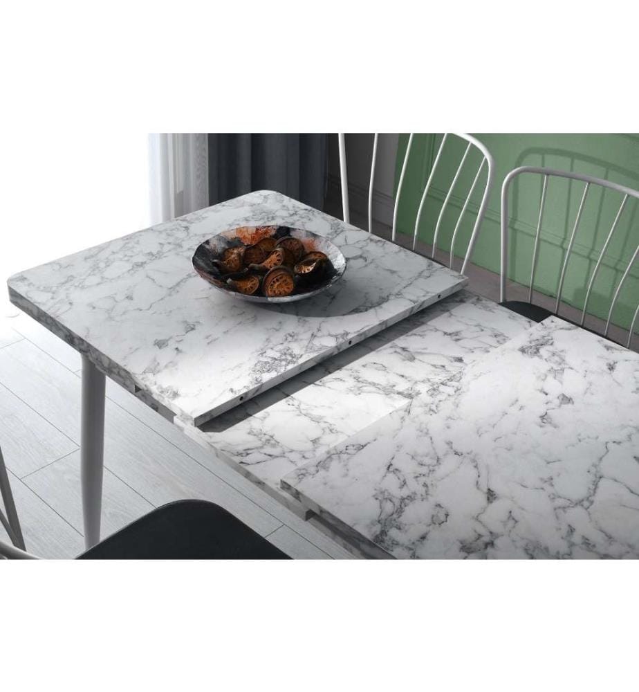Table de salle à manger, multicolore, panneau de particules mélaminé, pieds en métal