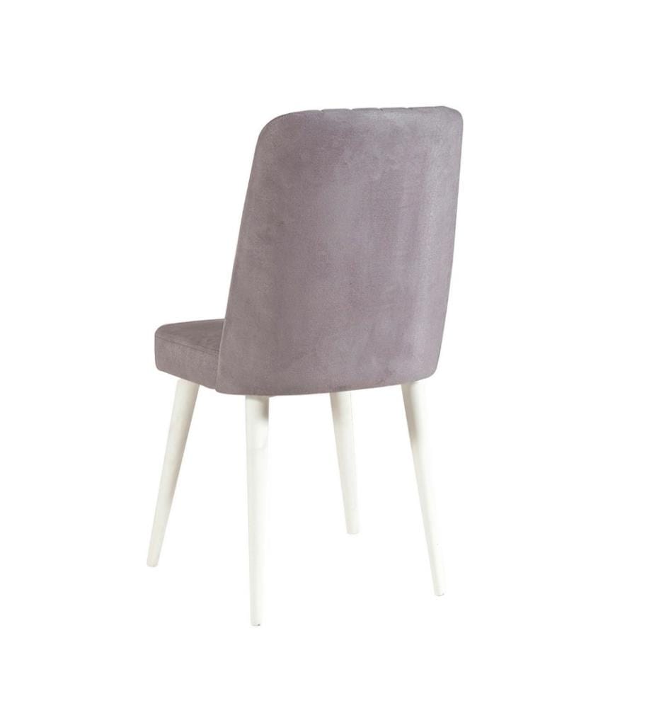 Ensemble table et chaises, 6 pièces, blanc gris, panneau de particules mélaminé