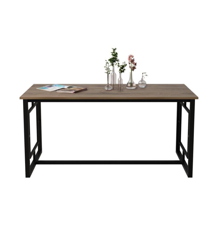 Table de salle à manger, noyer, noir, panneau de particules mélaminé