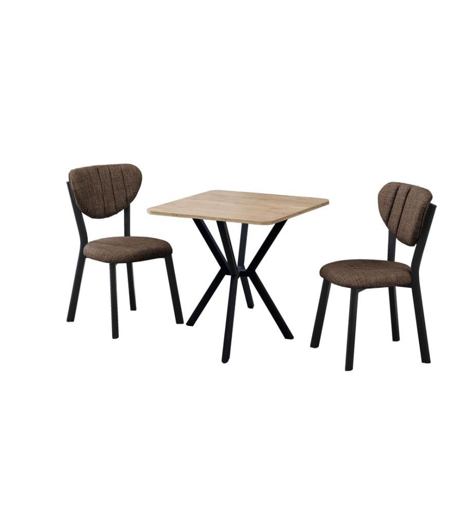 Set tavolo e sedie da pranzo allungabili, 3 pezzi, marrone, noce, 100% truciolato rivestito in melamina