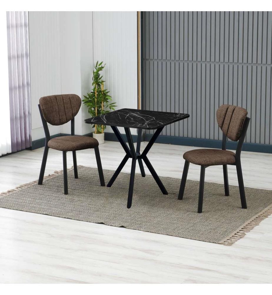 Set tavolo e sedie da pranzo allungabili, 3 pezzi, marrone, nero, 100% truciolato rivestito in melamina