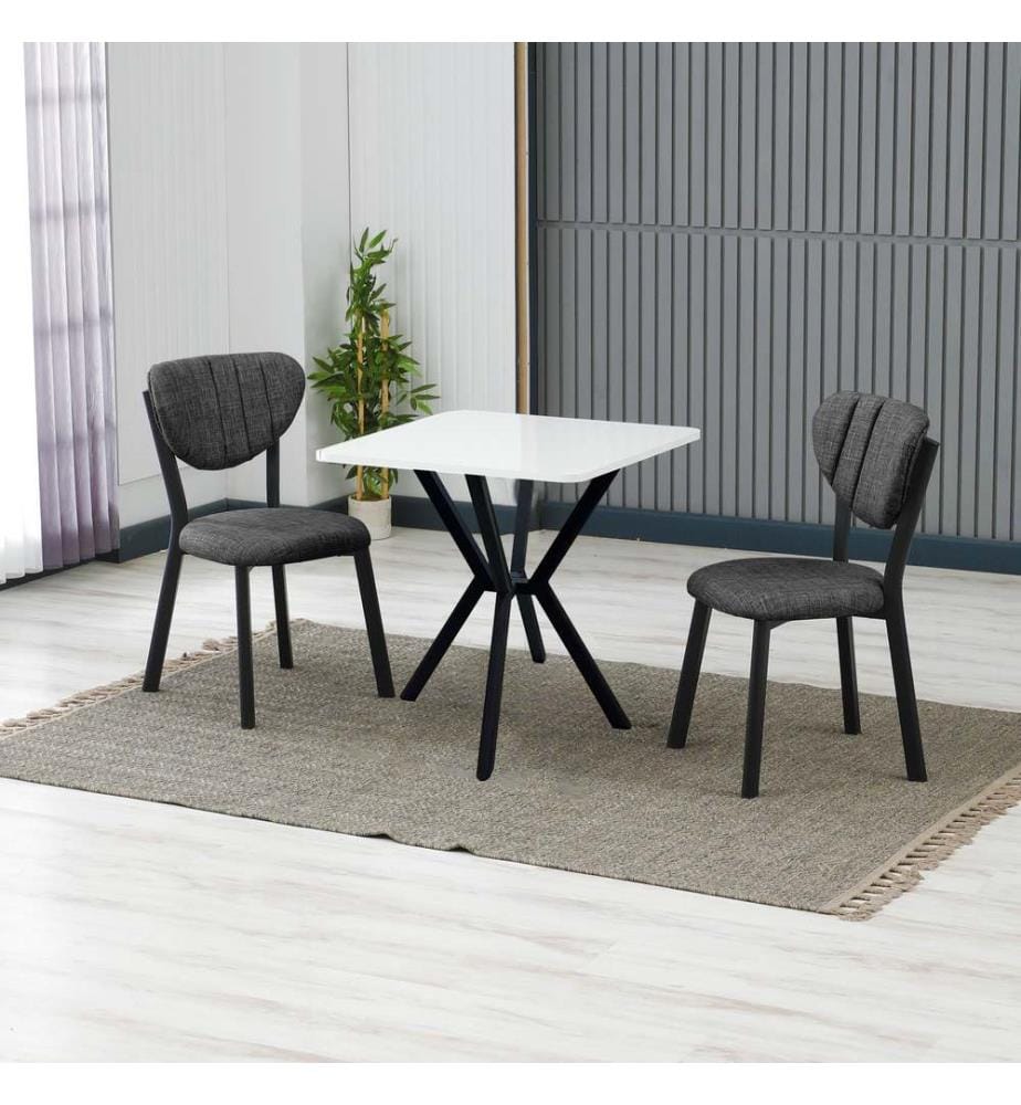 Table de salle à manger extensible avec chaises, 3 pièces, anthracite, blanc, 100 % panneau de particules mélaminé