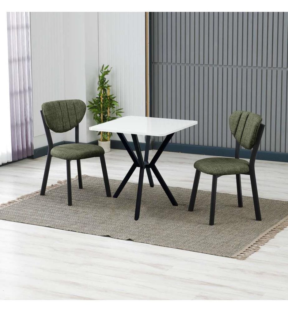 Table de salle à manger extensible avec chaises, 3 pièces, Vert, Blanc, 100 % panneau de particules mélaminé