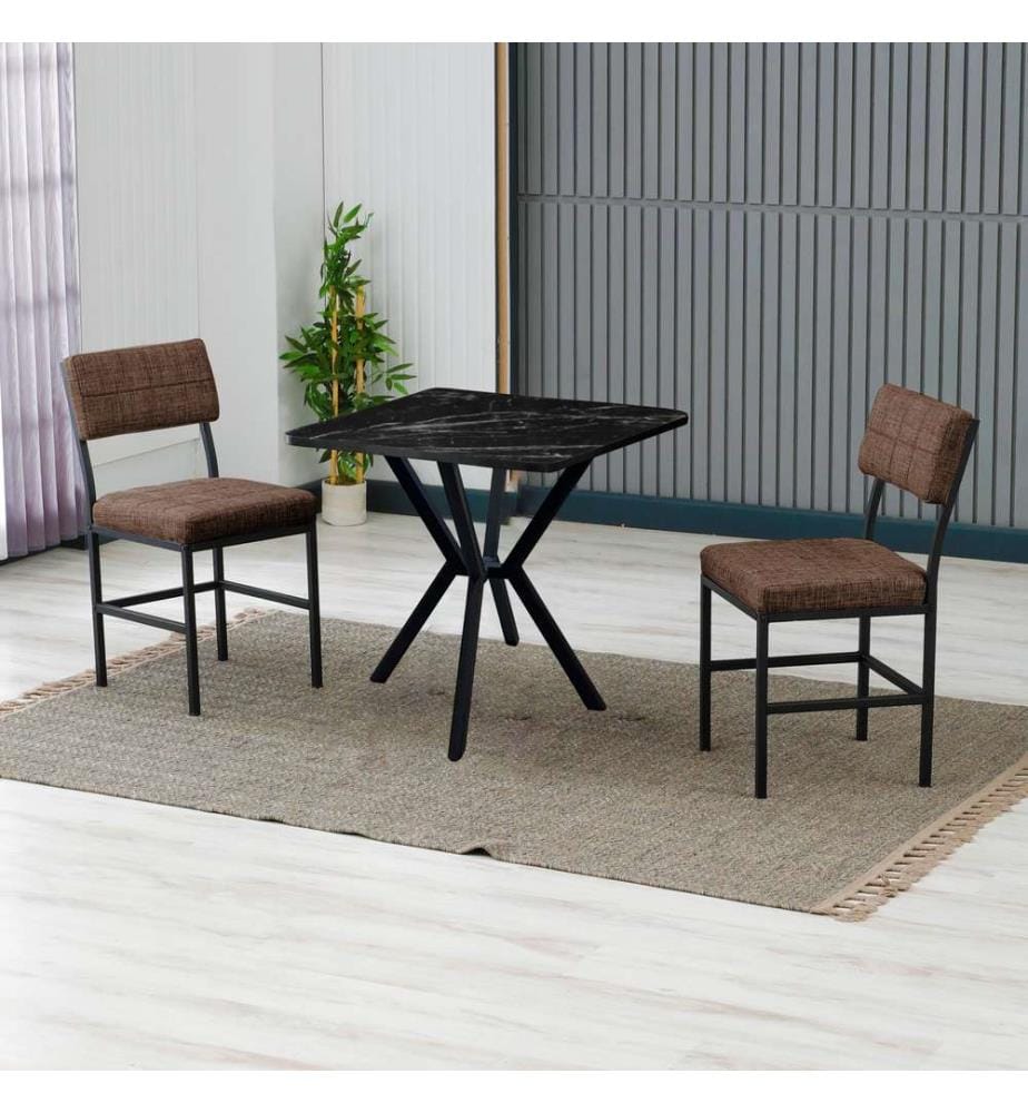 Set tavolo e sedie da pranzo allungabili, 3 pezzi, marrone, nero, 100% truciolato rivestito in melamina