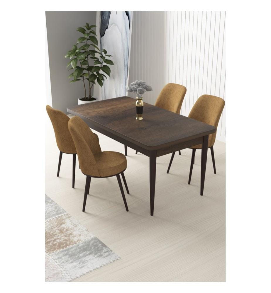 Ensemble de salle à manger avec table et chaises, 5 pièces, baroque, cappuccino, 100 % panneau de particules mélaminé