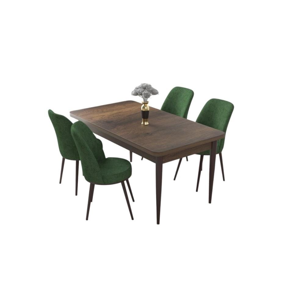 Ensemble de salle à manger avec table et chaises, 5 pièces, baroque, kaki, 100 % panneau de particules mélaminé