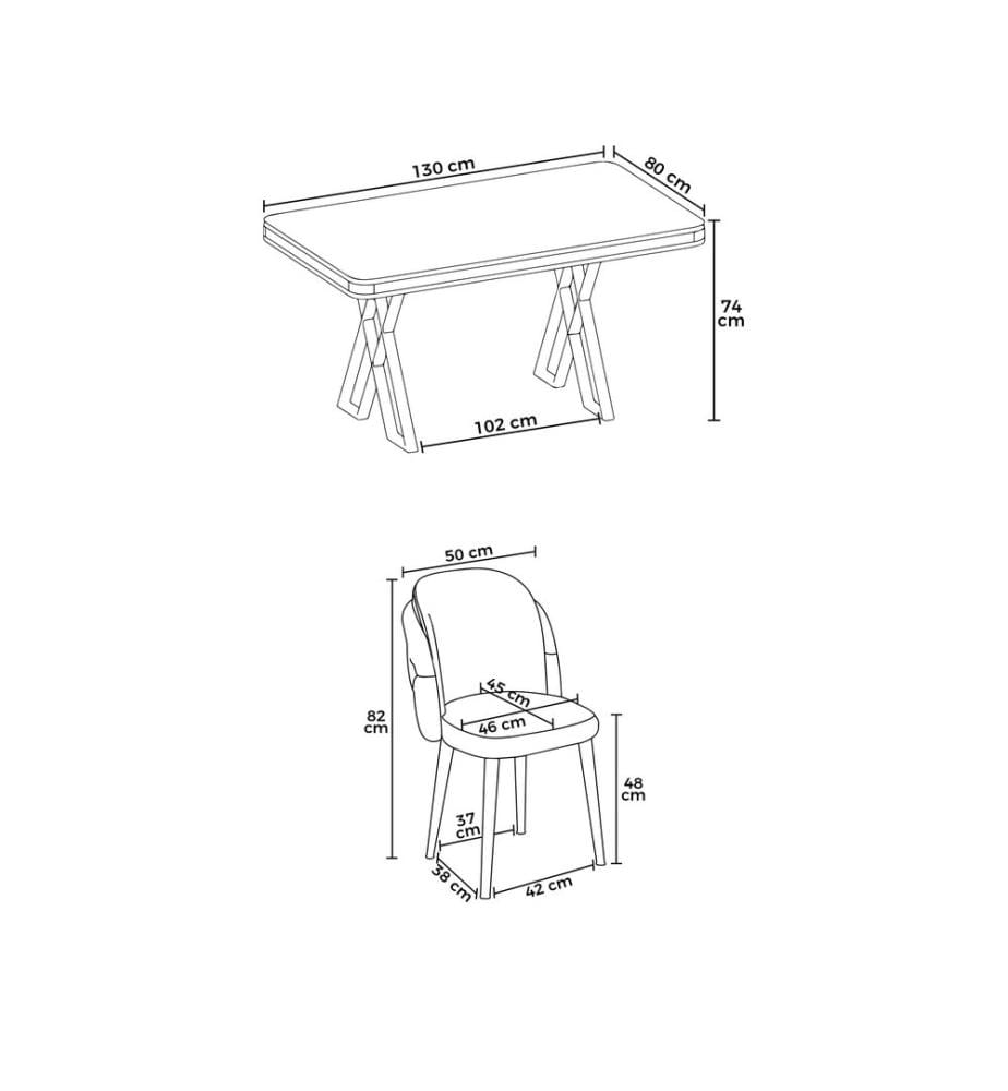 Ensemble de salle à manger avec table et chaises, 5 pièces, blanc, or, cappuccino, plateau 100 % laqué