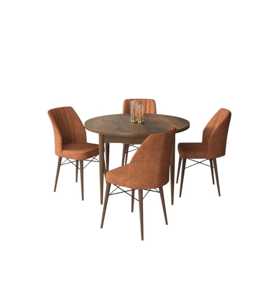 Ensemble de salle à manger avec table et chaises, 5 pièces, baroque, rouge carrelage, 100 % panneau de particules mélaminé