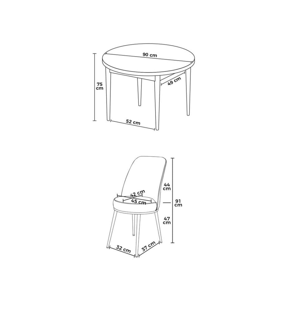 Ensemble de salle à manger avec table et chaises, 5 pièces, blanc, bleu marine, 100 % panneau de particules mélaminé