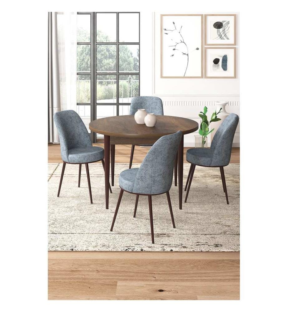 Ensemble de salle à manger avec table et chaises, 5 pièces, baroque, gris, 100 % panneau de particules mélaminé